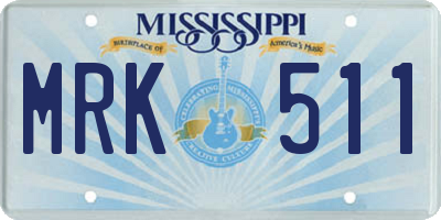 MS license plate MRK511