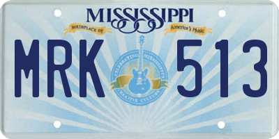 MS license plate MRK513