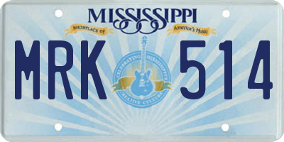 MS license plate MRK514