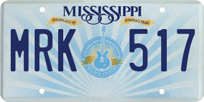 MS license plate MRK517