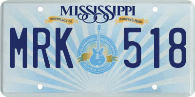 MS license plate MRK518