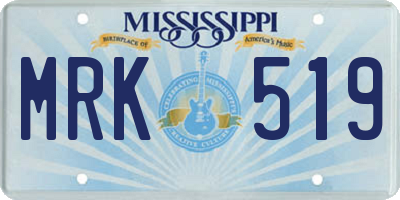 MS license plate MRK519