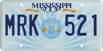 MS license plate MRK521