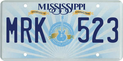 MS license plate MRK523