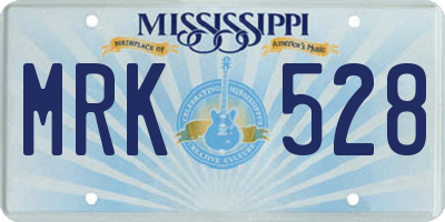 MS license plate MRK528