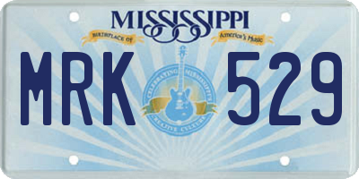MS license plate MRK529
