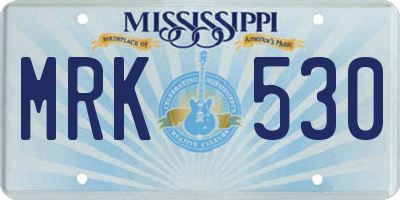 MS license plate MRK530