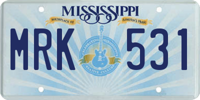 MS license plate MRK531