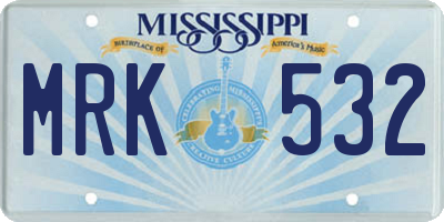 MS license plate MRK532