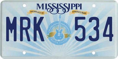 MS license plate MRK534