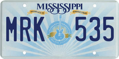 MS license plate MRK535