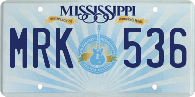 MS license plate MRK536