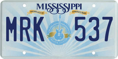 MS license plate MRK537