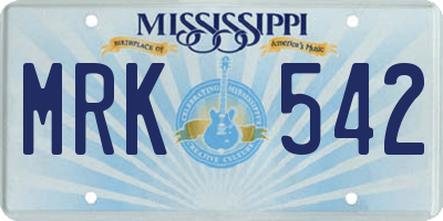 MS license plate MRK542