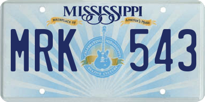 MS license plate MRK543