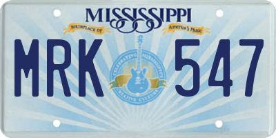 MS license plate MRK547