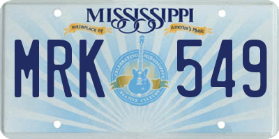 MS license plate MRK549
