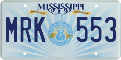 MS license plate MRK553