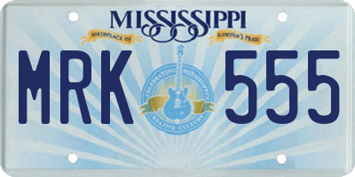 MS license plate MRK555