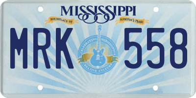MS license plate MRK558