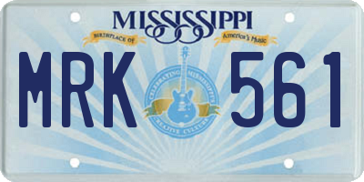 MS license plate MRK561