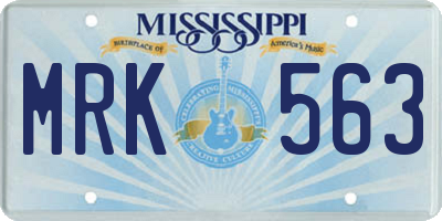 MS license plate MRK563