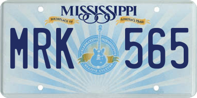 MS license plate MRK565