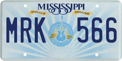 MS license plate MRK566