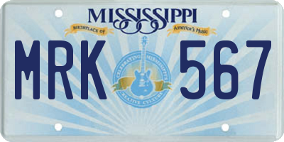 MS license plate MRK567