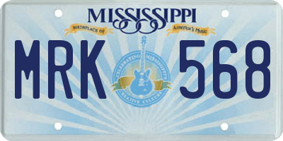 MS license plate MRK568