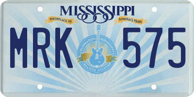 MS license plate MRK575