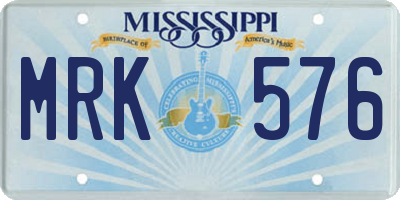MS license plate MRK576