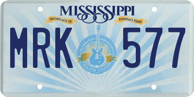 MS license plate MRK577