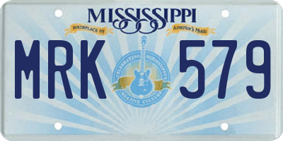 MS license plate MRK579