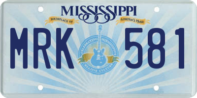 MS license plate MRK581