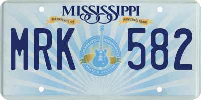 MS license plate MRK582