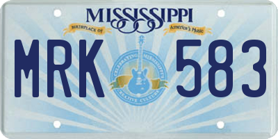 MS license plate MRK583