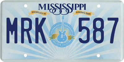 MS license plate MRK587