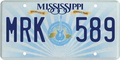 MS license plate MRK589