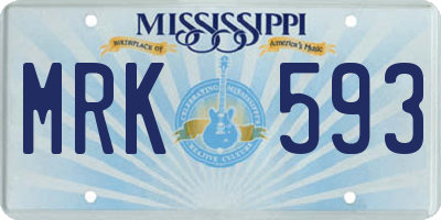 MS license plate MRK593