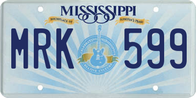 MS license plate MRK599