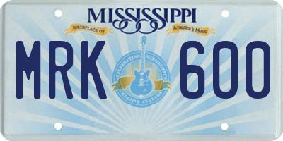 MS license plate MRK600