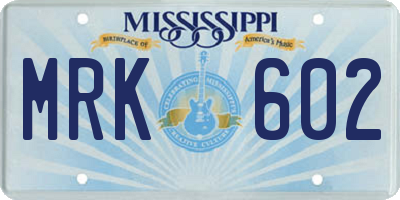 MS license plate MRK602
