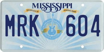 MS license plate MRK604