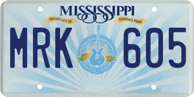 MS license plate MRK605
