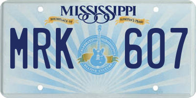 MS license plate MRK607