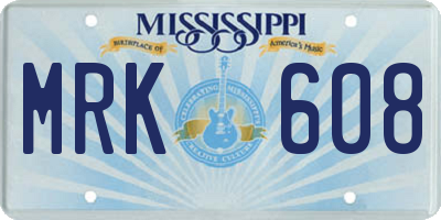 MS license plate MRK608