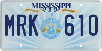 MS license plate MRK610