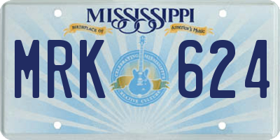 MS license plate MRK624