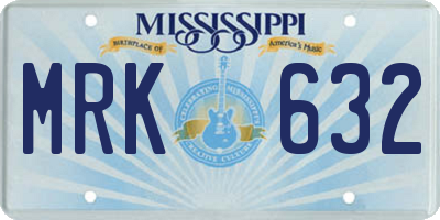 MS license plate MRK632